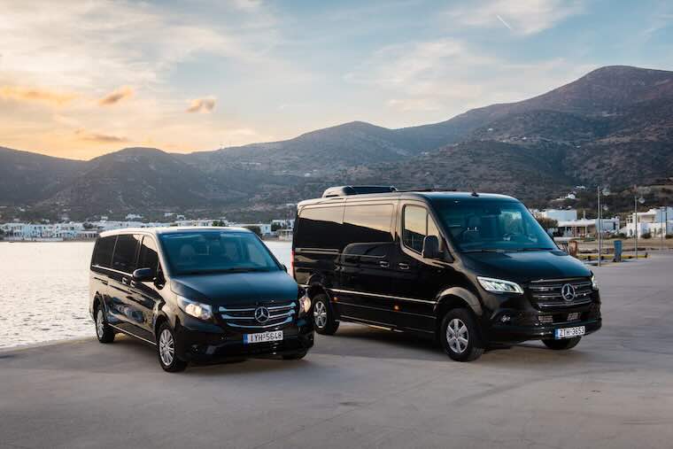 Mercedes Sprinter VIP Van Miles Away Travel Transfers Sifnos Athens 1 scaled 1